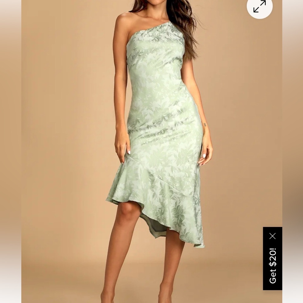 Lulu's Mint Green Asymmetrical One-Shoulder Dress
